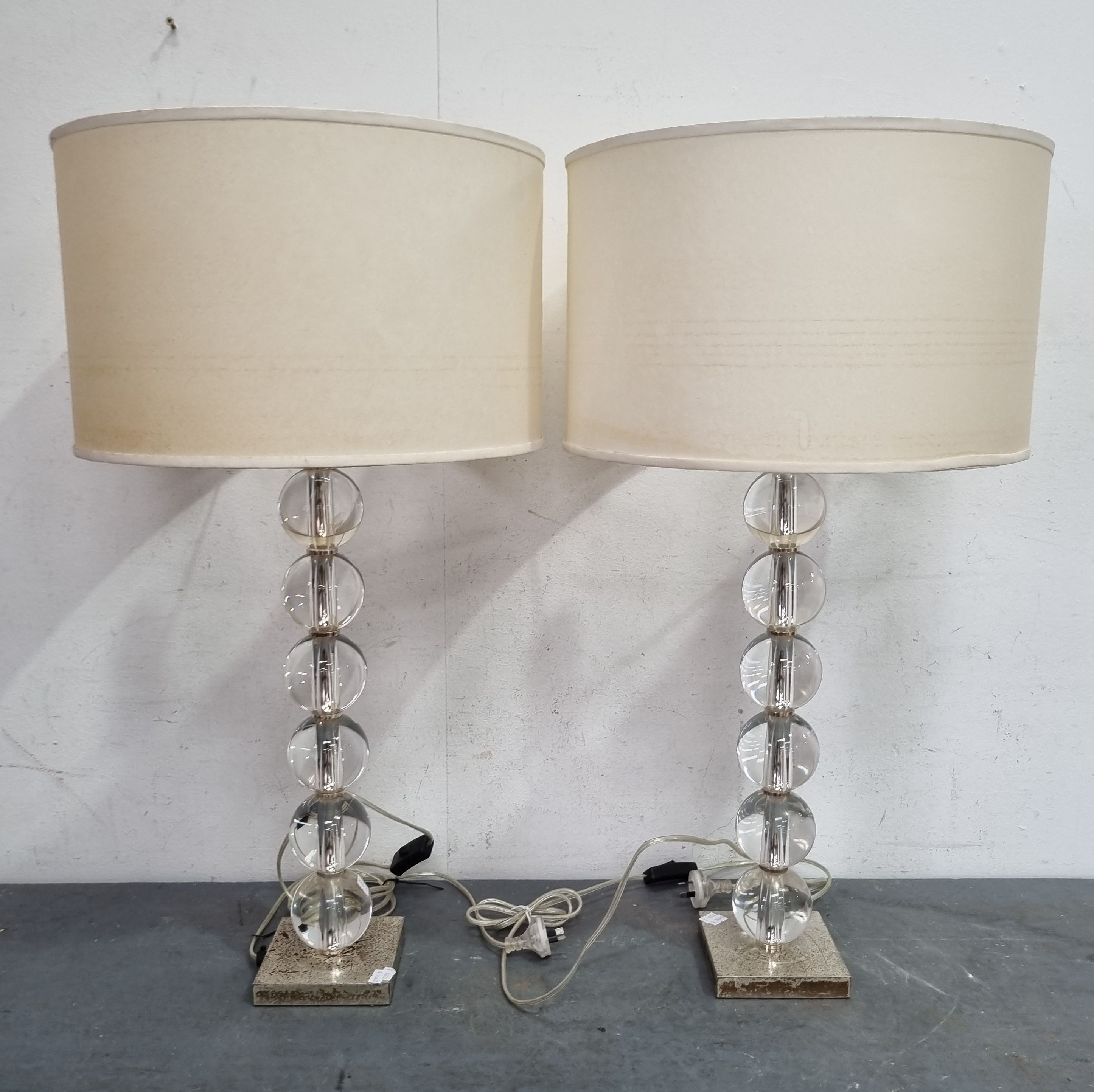 2167 · TWO GLASS BALL TABLE LAMPS