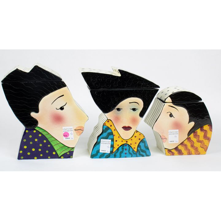Ceramic Jars, Lidded Nesting Jars as Lady Heads