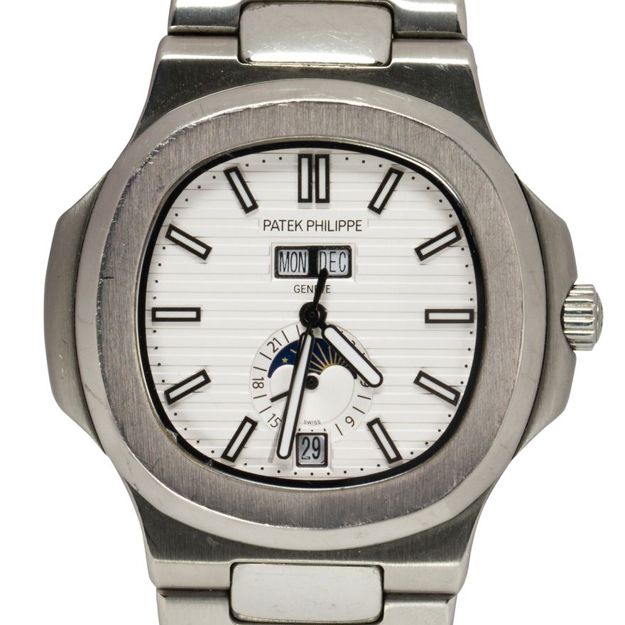 A Patek Philippe stainless steel Nautilus wrist watch