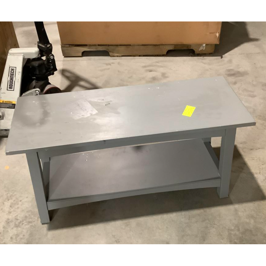 Gray Wooden Table 34" x 18-1/2" -14" - Top Damage See Pics