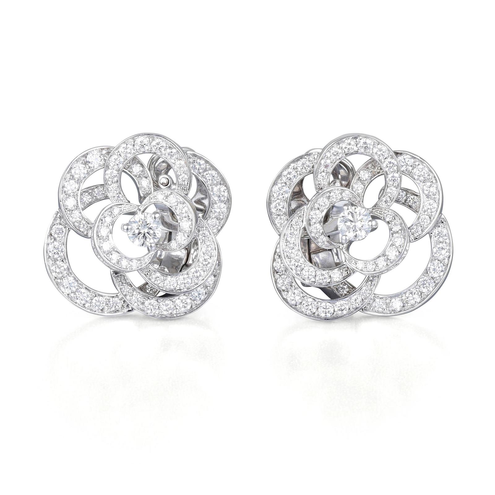 Chanel Camelia Diamond Earrings  Fortuna Fine Jewelry Auctions and  Appraisers