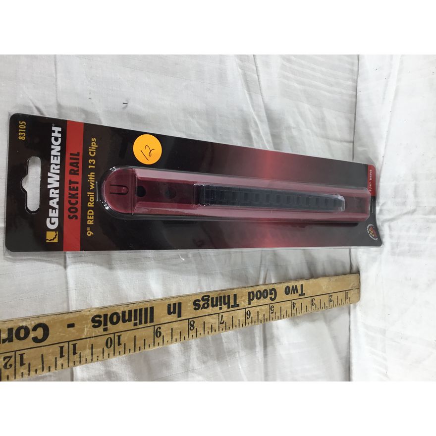 GearWrench Socket Rail - 9" Red Rail With 13 Clips 1/4" Drive