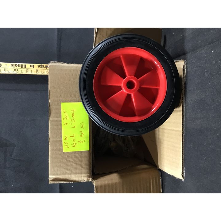 1-1/4" W x 6" D, 1/2 Axle Hole Wheels- 4 Wheels