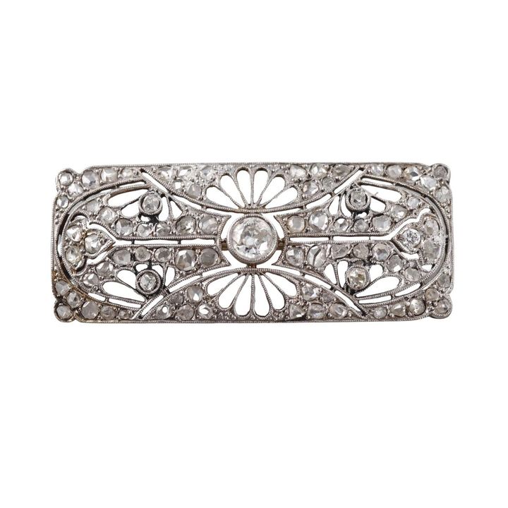 Art Deco Platinum Gold Diamond Brooch Pin