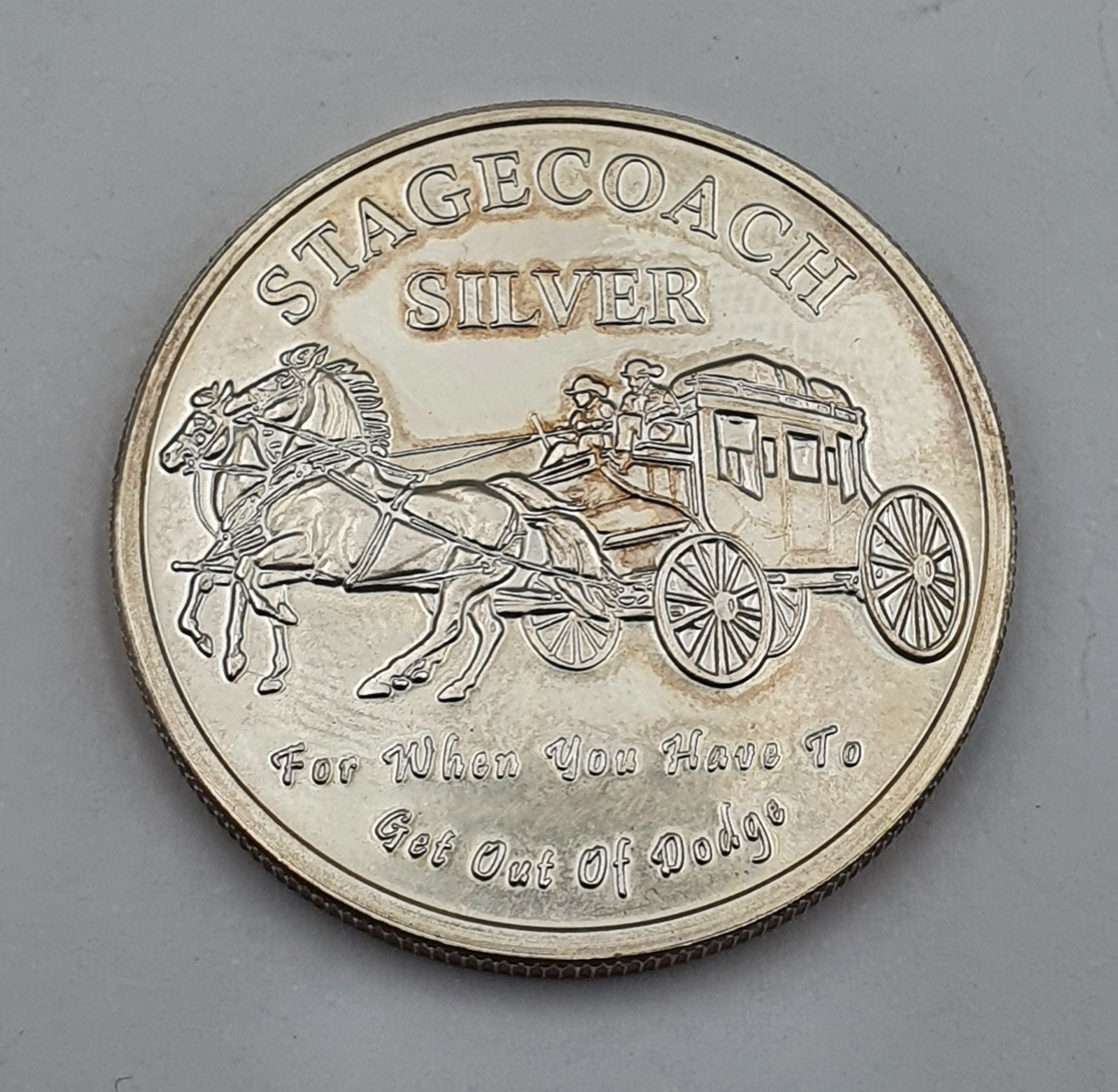 A STAGE COACH 999 BULLION SILVER 1oz COIN