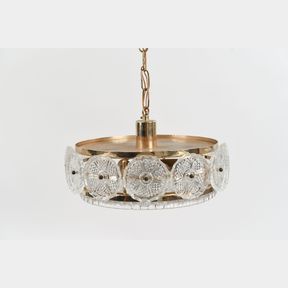 DANISH CRYSTAL & BRASS CHANDELIER BY ORREFORS