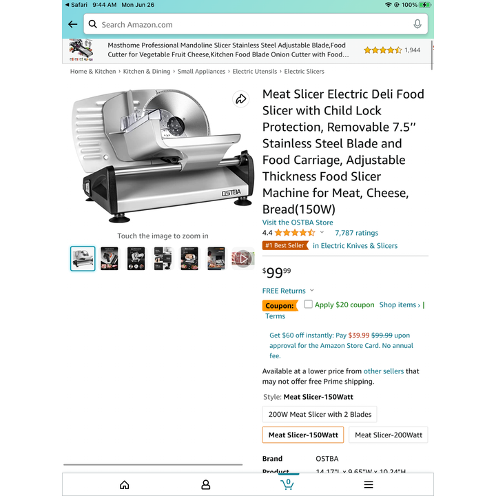 OSTBA Meat Slicer Model No:SL518-1