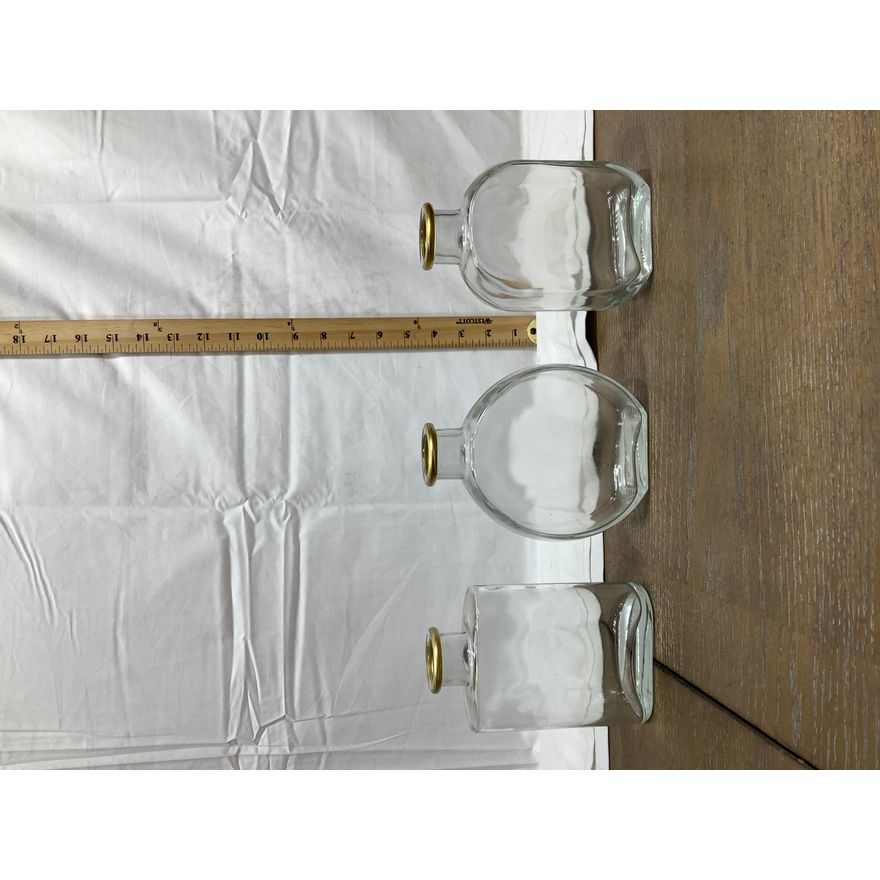 Bud Vases 3pk Clear w/ Gold Trim