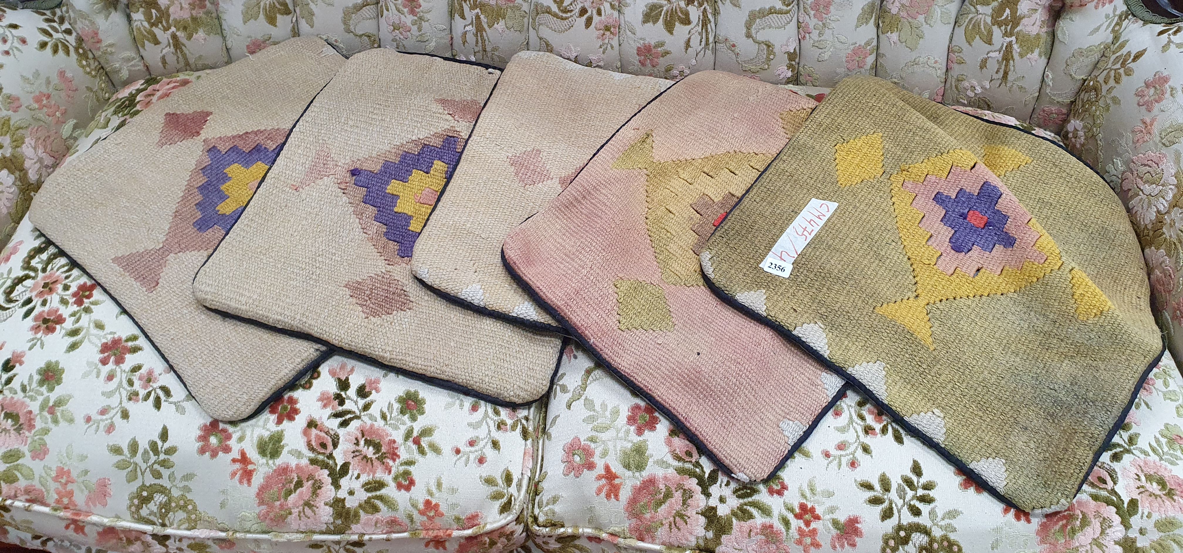 Five Afghan Kilim Covered Cushion Covers
