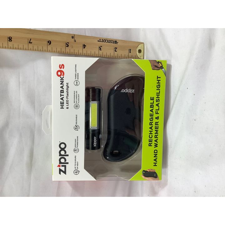 Zippo Heatbank 9s Rechargeable Hand Warmer w/ Led Flashlight Kit