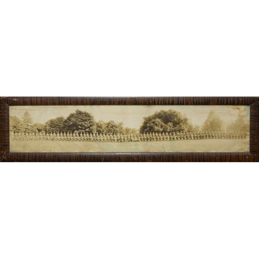A panoramic photograph of a college military unit