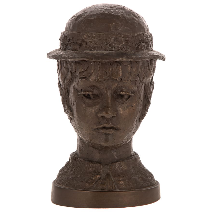 V. Comley. Bust of a Young Woman, bronze