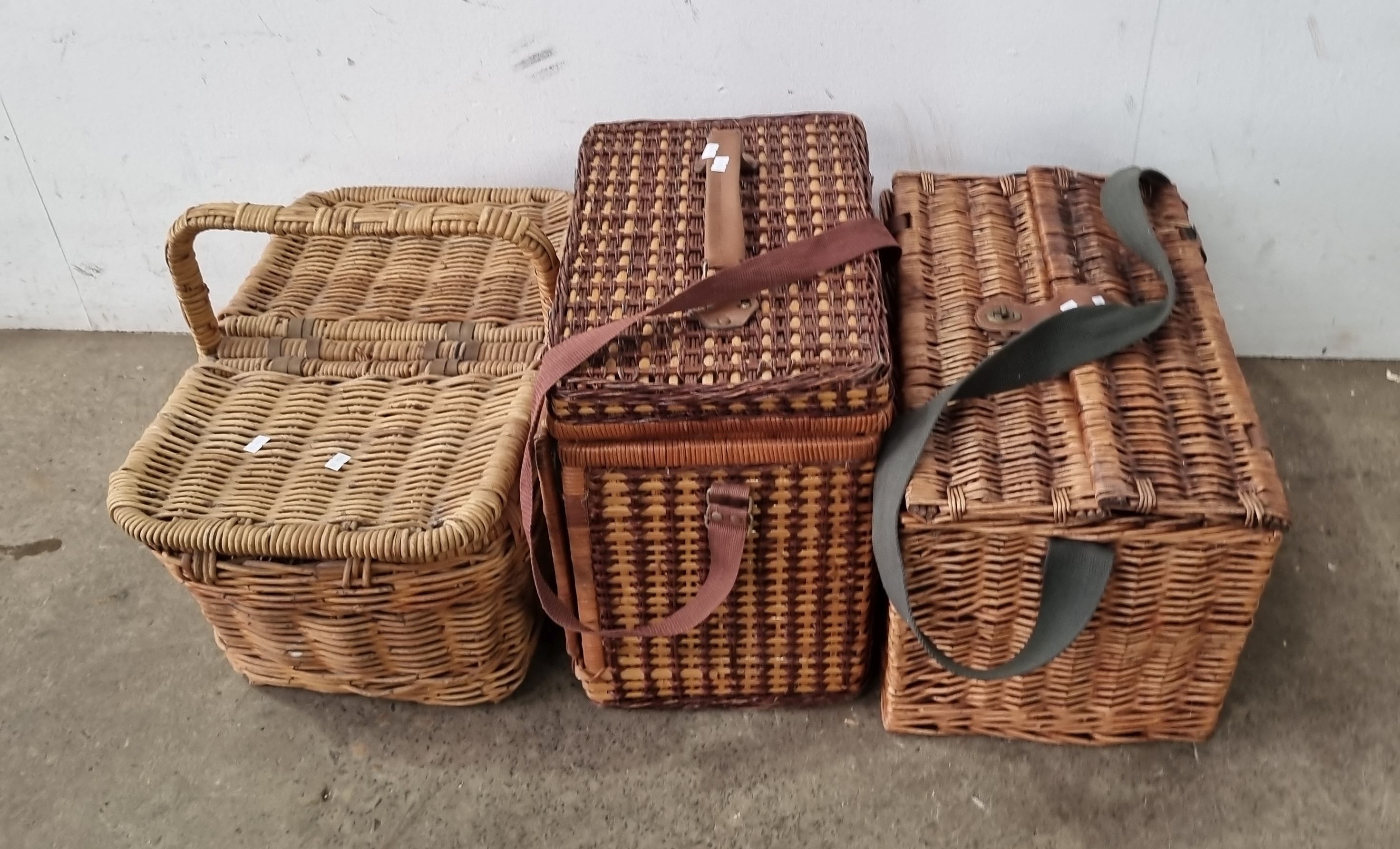 Three Wicker Picnic Baskets