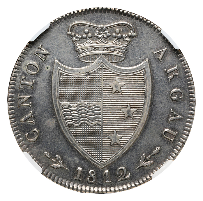 スイス アールガウ 4フランケン銀貨 1812 Dav-361 KM-20 発行枚数2,527