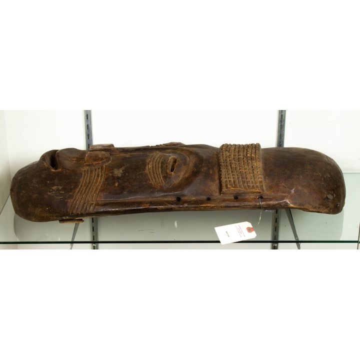 Large African carved wood face mask, possibly Songye 29"l
