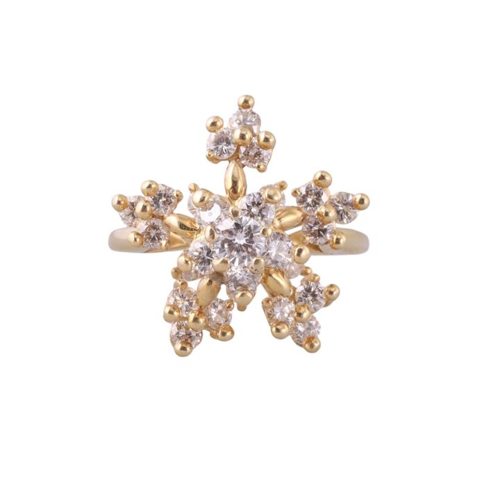 Tiffany & Co 18k Gold Diamond Snowflake Ring