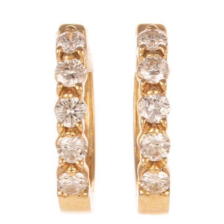 A Pair of Alison Kaufman Diamond Huggies in 14K