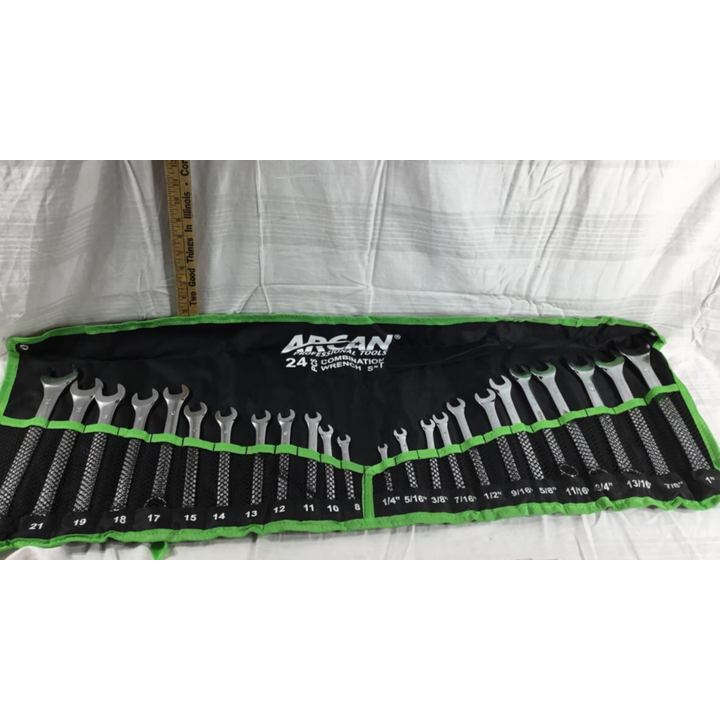 Arcan Professional Tools 24 Pc SAE & Metric Combination Wrench Set