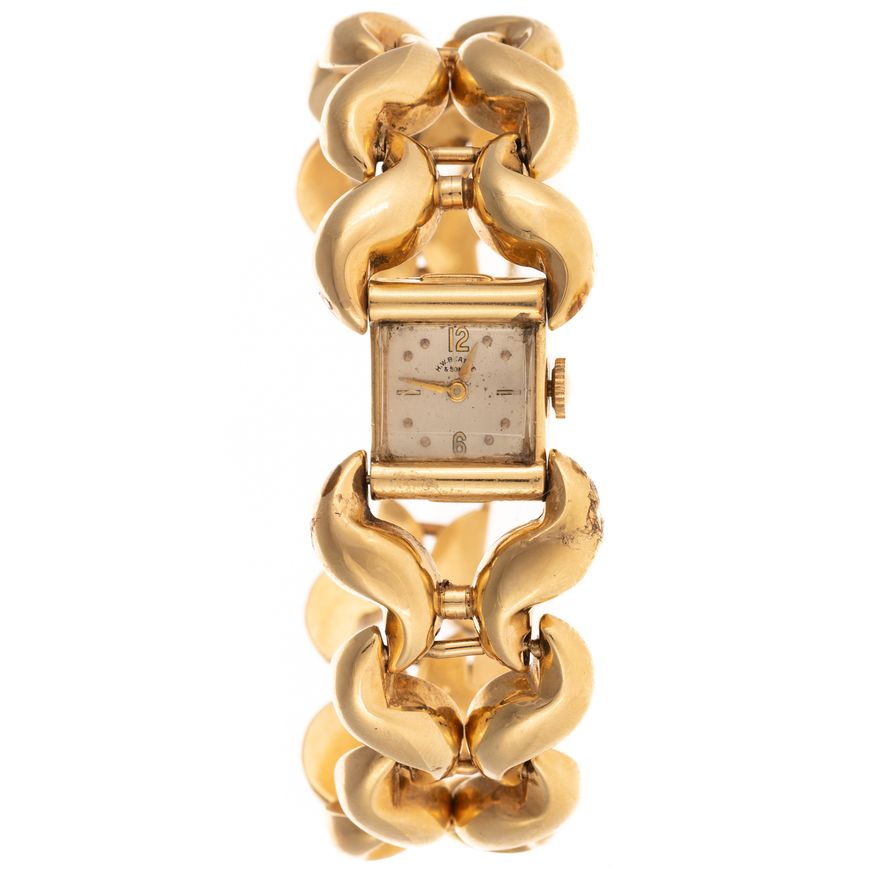 A Retro Wide Watch with Bracelet in 14K
