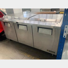 TRUE STAINLESS STEEL 3 DOOR MOBILE REFRIGERATED PREP UNIT