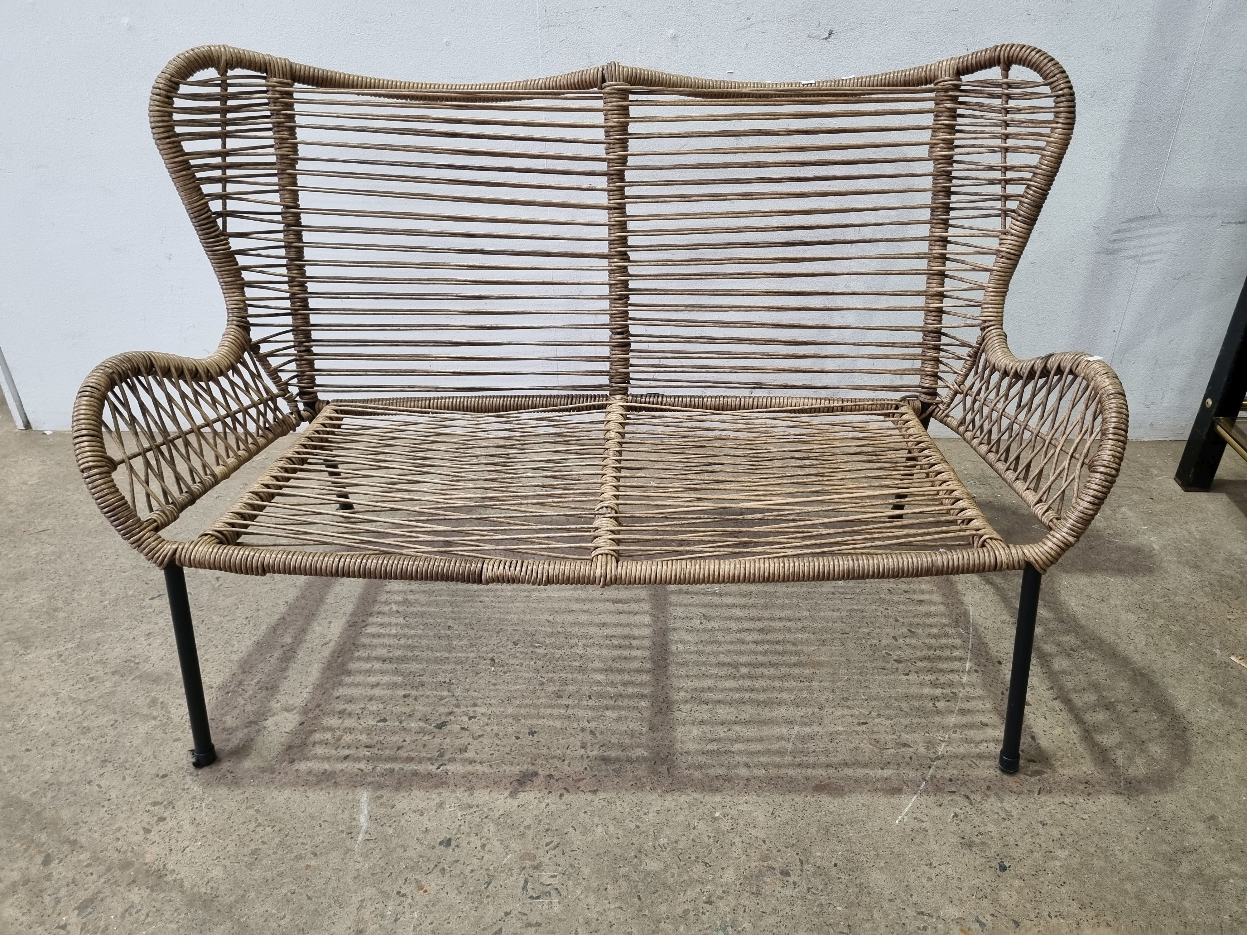 A Faux Cane Two Seater Out Door Sofa