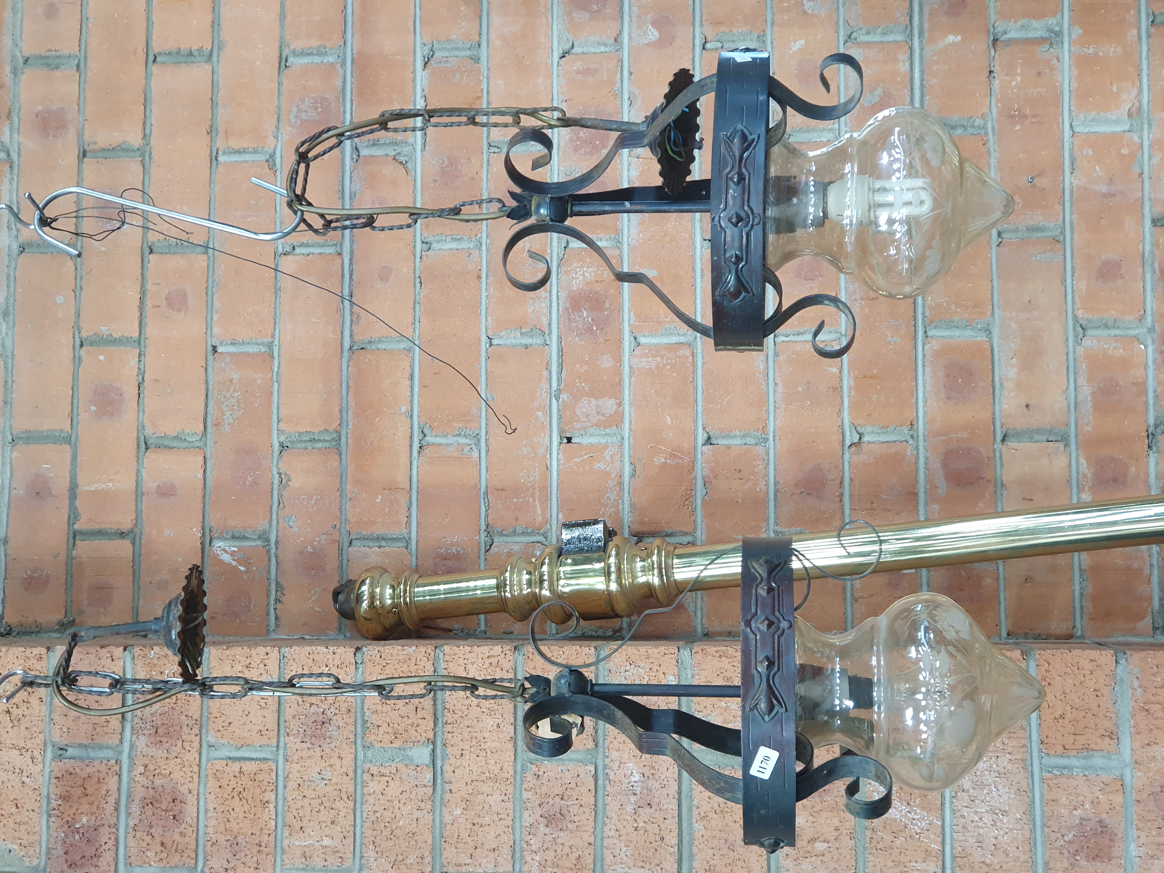 1170 · A PAIR OF GLASS CEILING LIGHTS