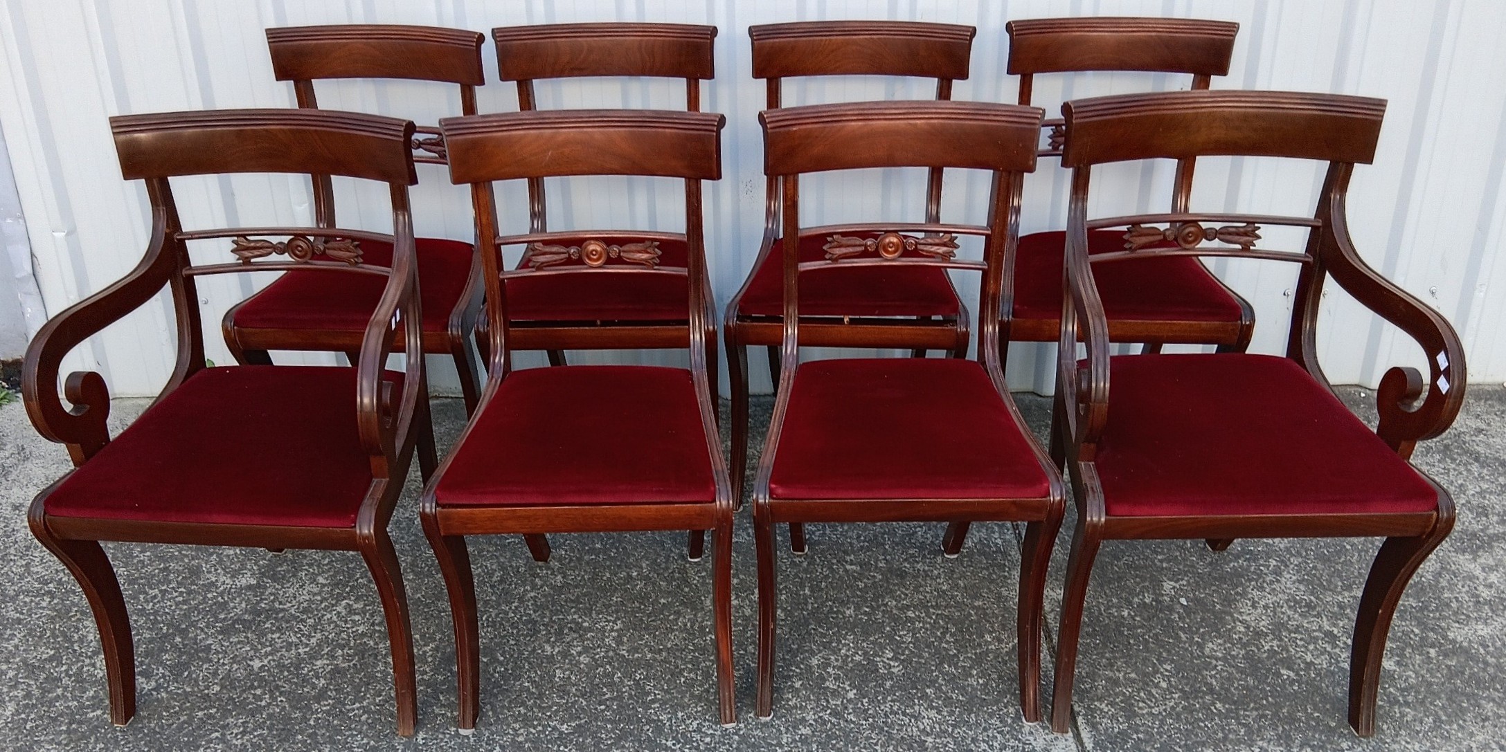 A Set Of Eight Regency Style Dining Chairs