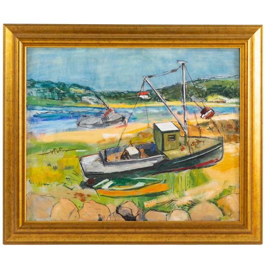 Charles Lloyd Heinz. "Boat in Pamet River in Truro, MA," oil