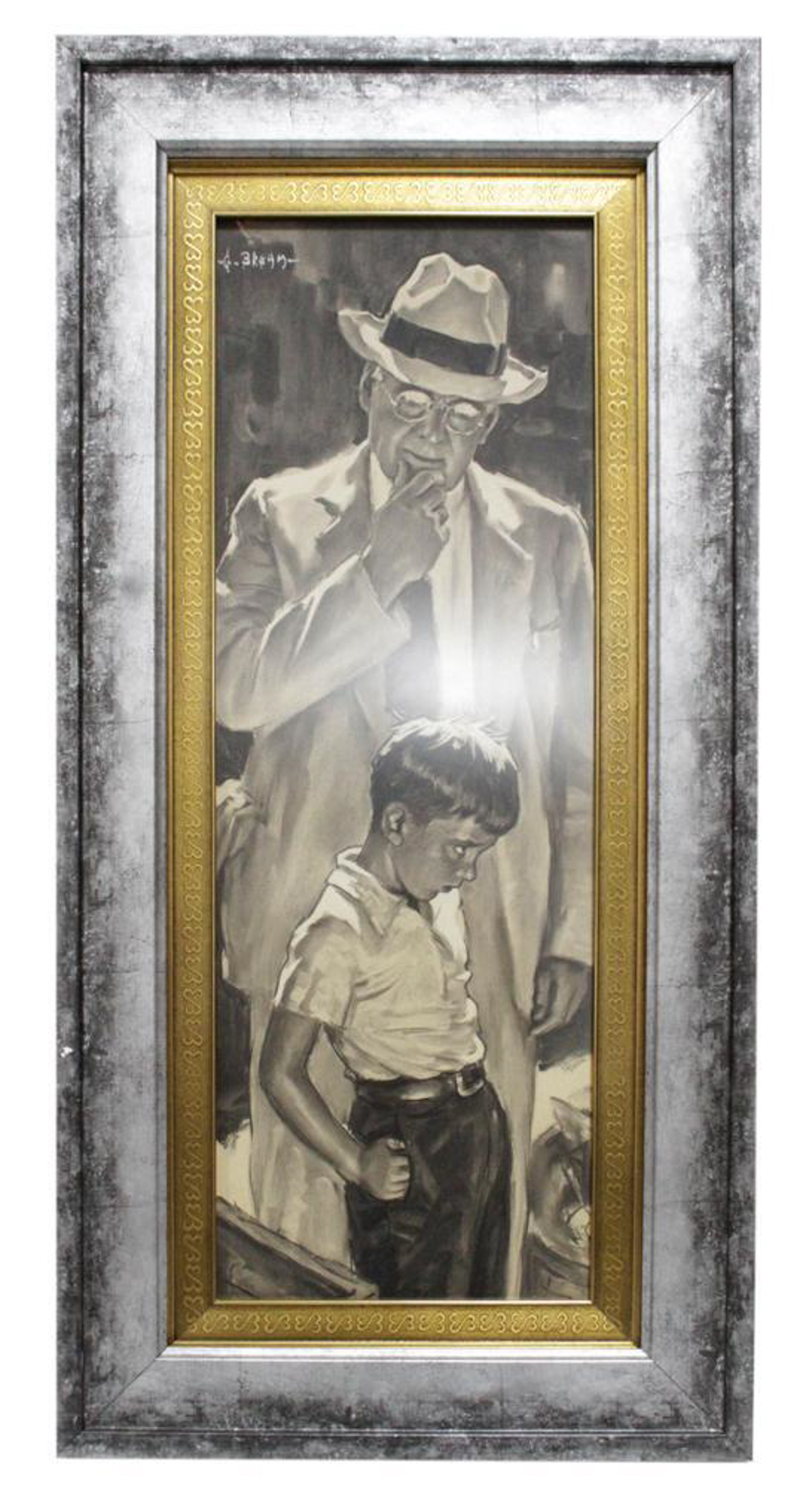 George Brehm, Man and Child, Gouache or Watercolor Illustration ...