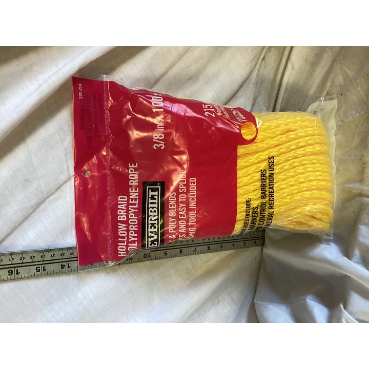 Everbilt Hollow Braid Polypropylene Rope 3/8'' x 100ft (215lb Working Load Limit)