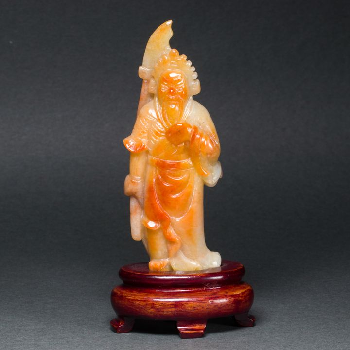 Chinese russet jadeite figure of Guanyu