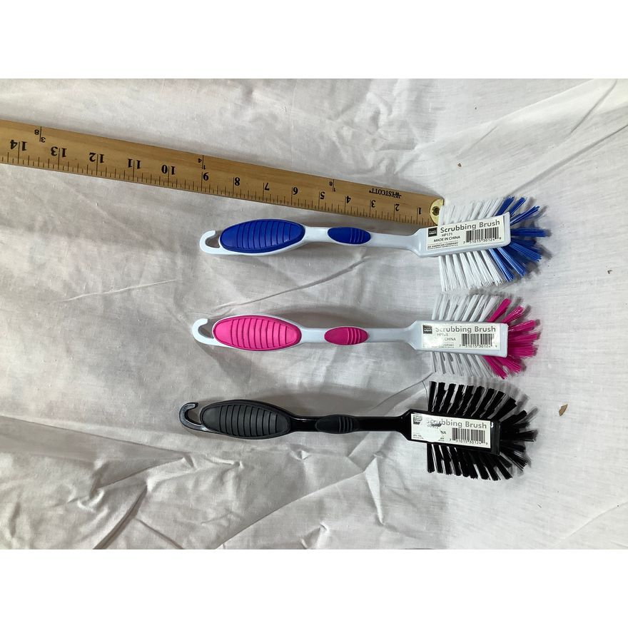 Handy Helps 3pc Scrubbing Brush-Black, Pink, & Blue