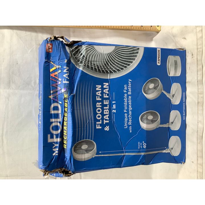 My Foldaway Rechargeable Fan, Floor Fan And Table Fan 2-In-1, 3 Speeds, Stands Up To 40"