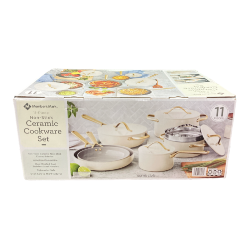  Member's Mark MEMBER'S 11-Piece Modern Ceramic Cookware Set In  Cream 2x3x6: Home & Kitchen