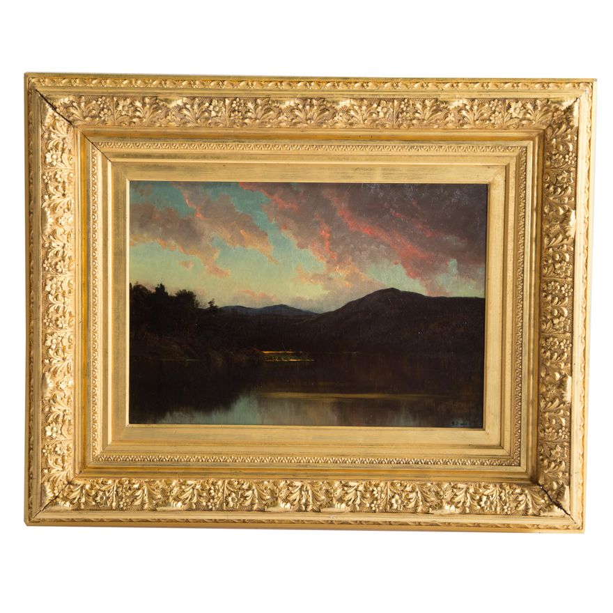 M. DeForest Bolmer. Lakeside at Sunset, oil