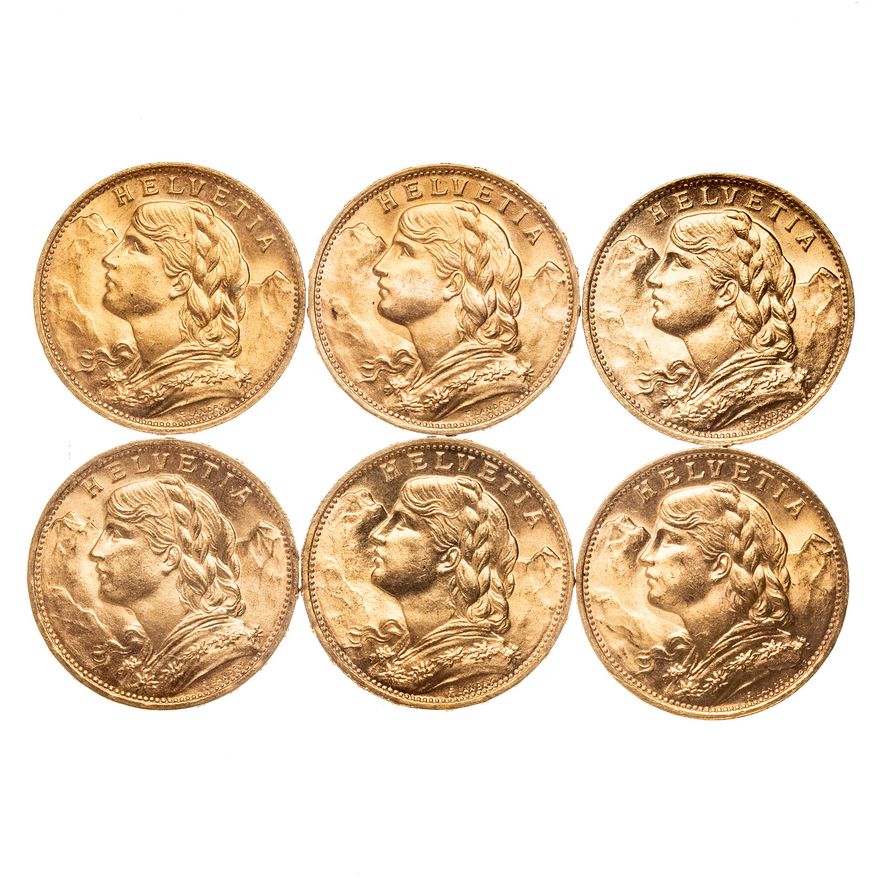 6- 1922 Swiss Gold 20 Francs