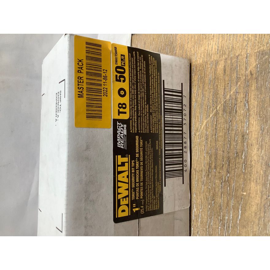 DeWalt 1" T8 Torx Security Bit Tips 50pc