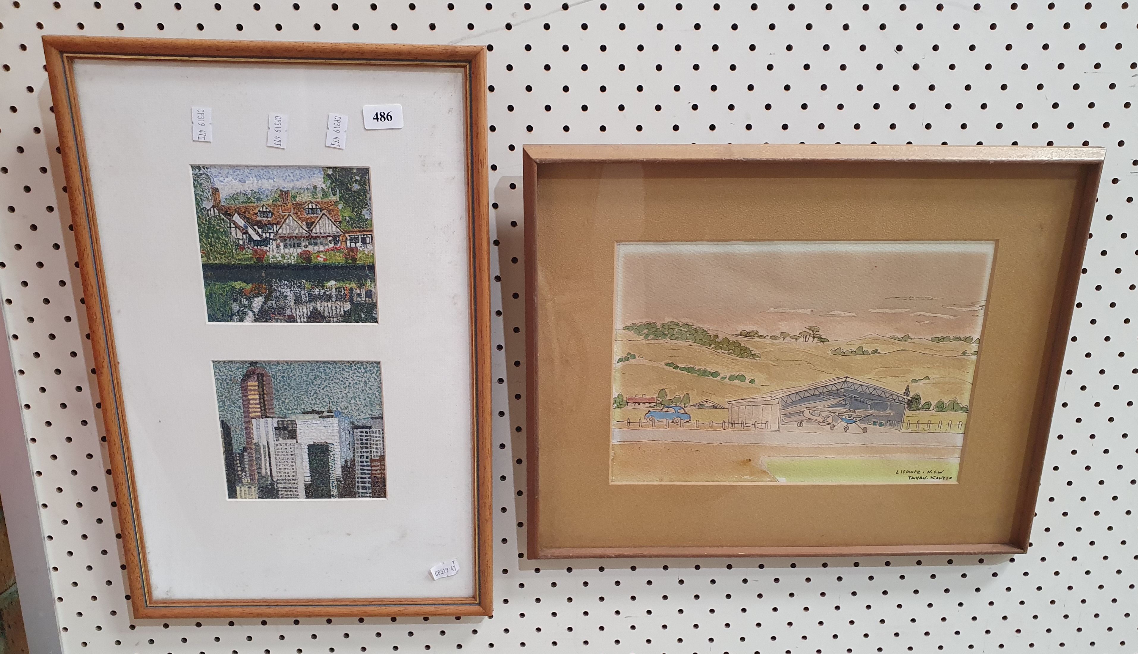 TWO FRAMED WORKS ON PAPER