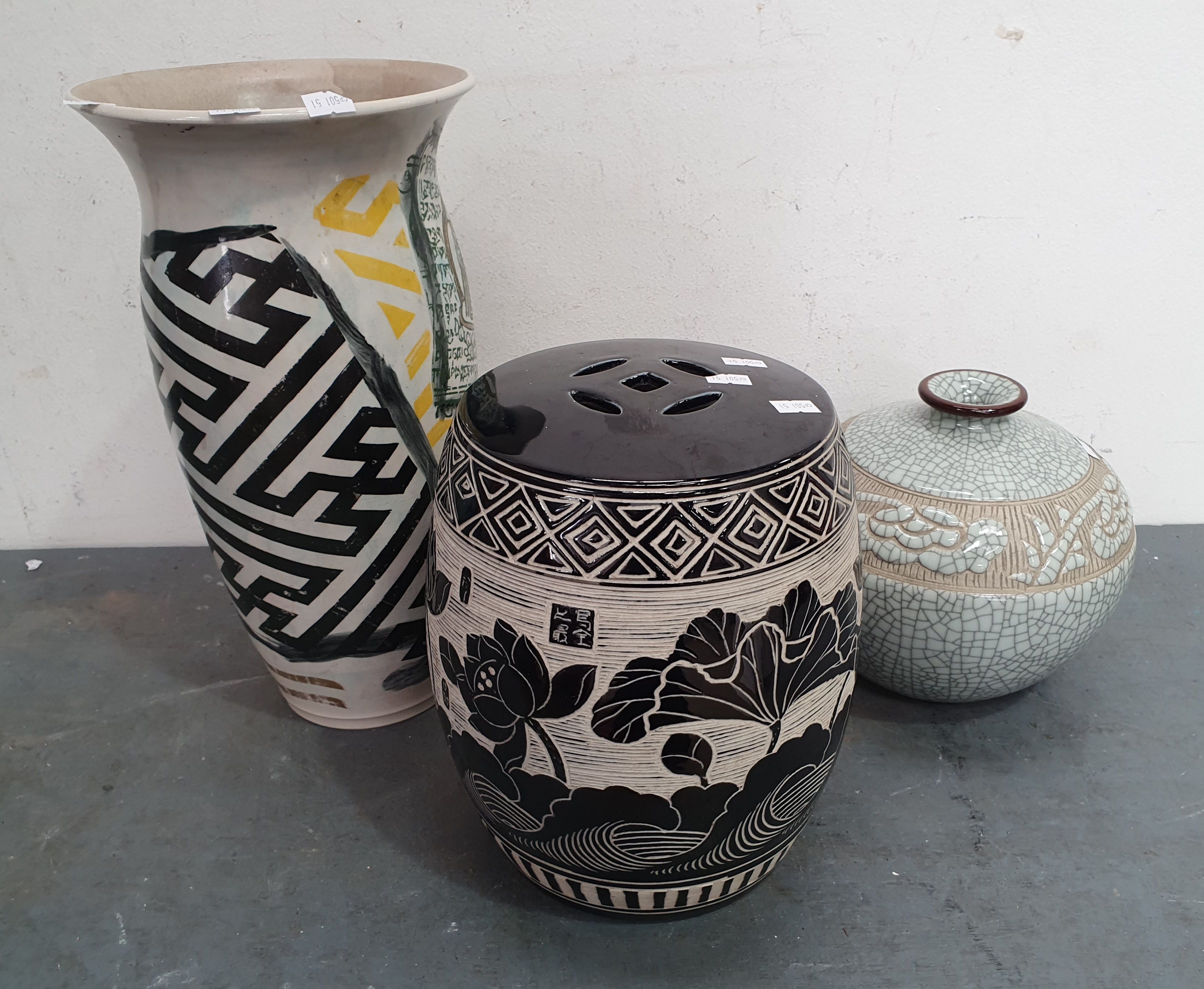 THREE VARIOUS CERAMIC POTS