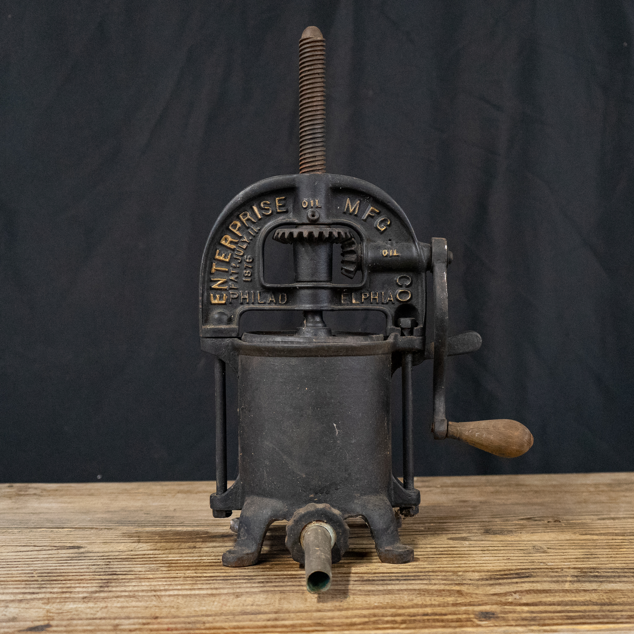 Antique Enterprise Cast Iron Lard Press | Harritt Group, Inc