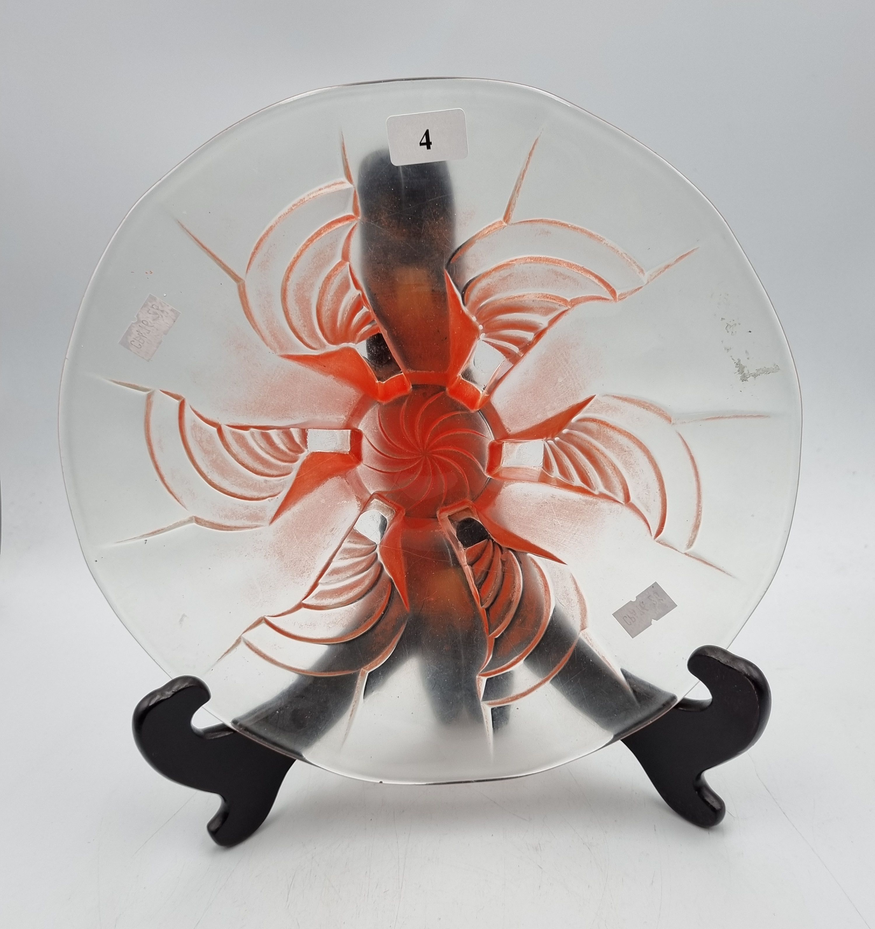4 · AN ART DECO PRESSED GLASS FRUIT BOWL
