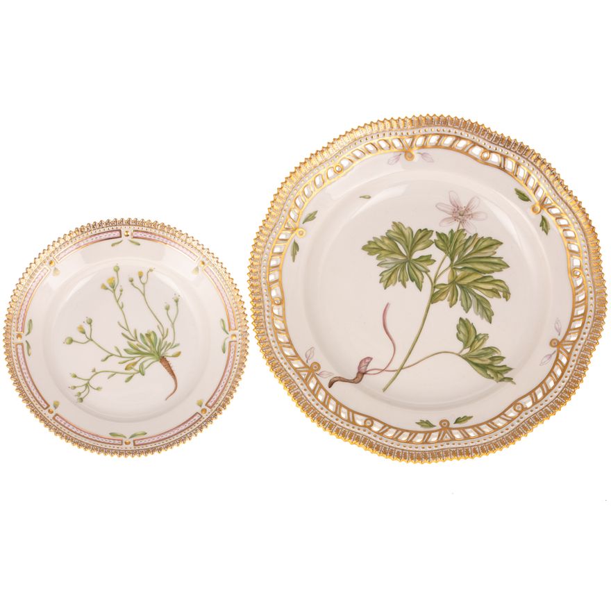 Six Royal Copenhagen "Flora Danica" Dinner Plates & Five Dessert/Pie Plates