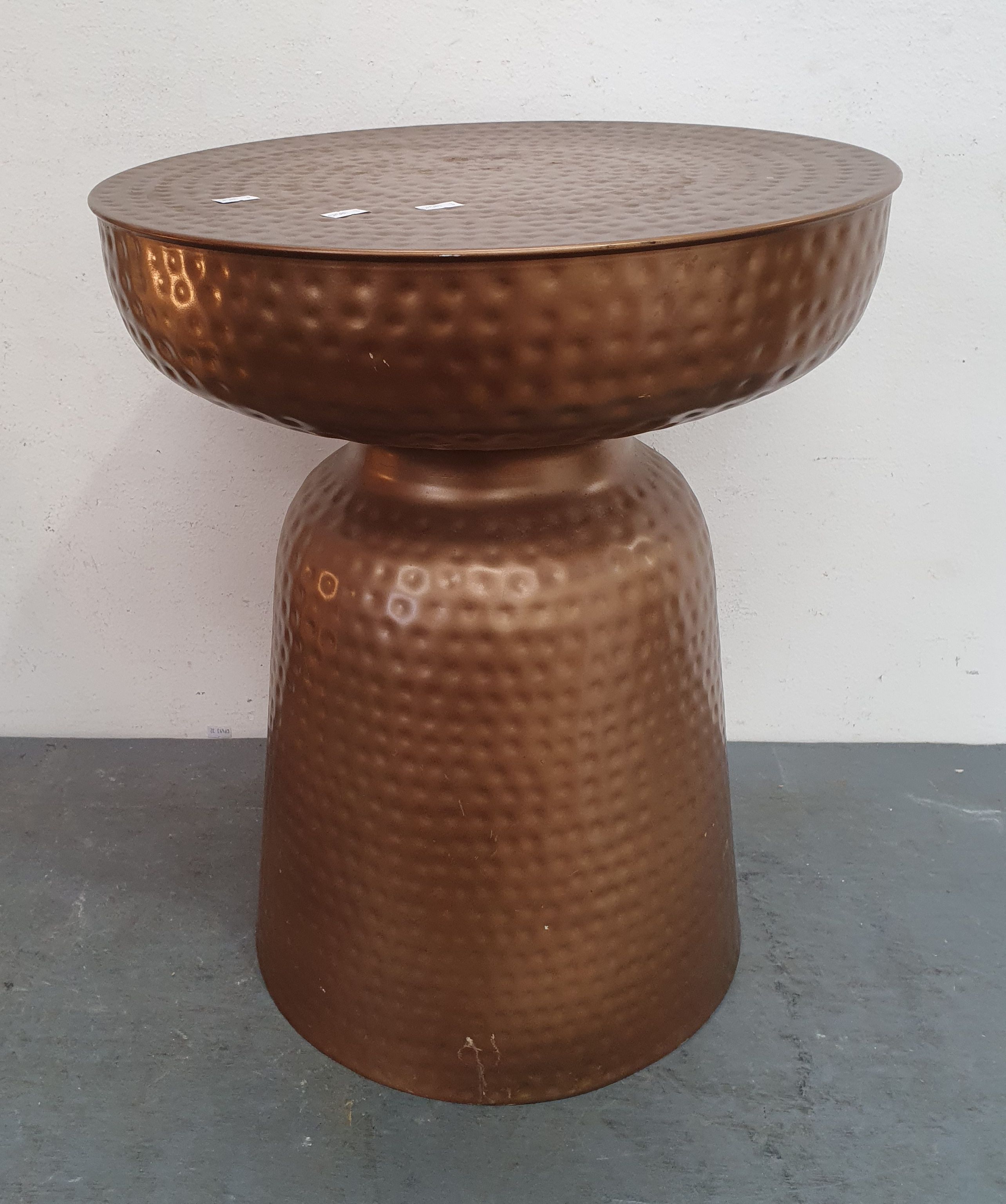 A Dimpled Metal Stool/Side Table