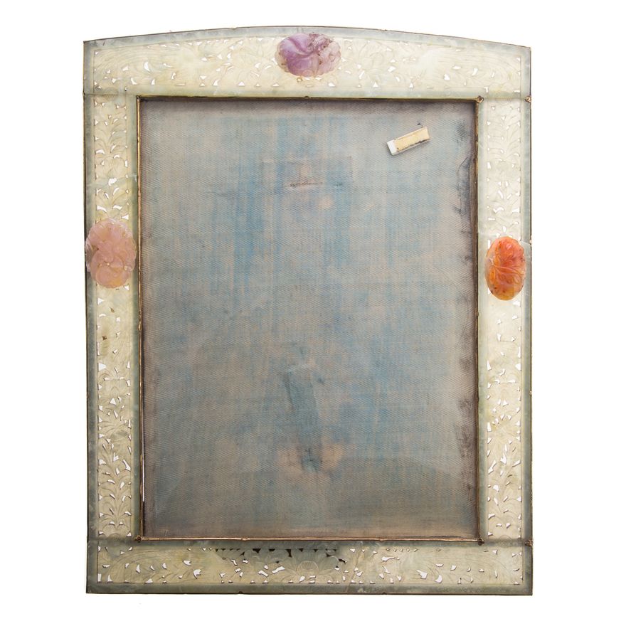 Chinese Export Carved Jade Easel Back Frame