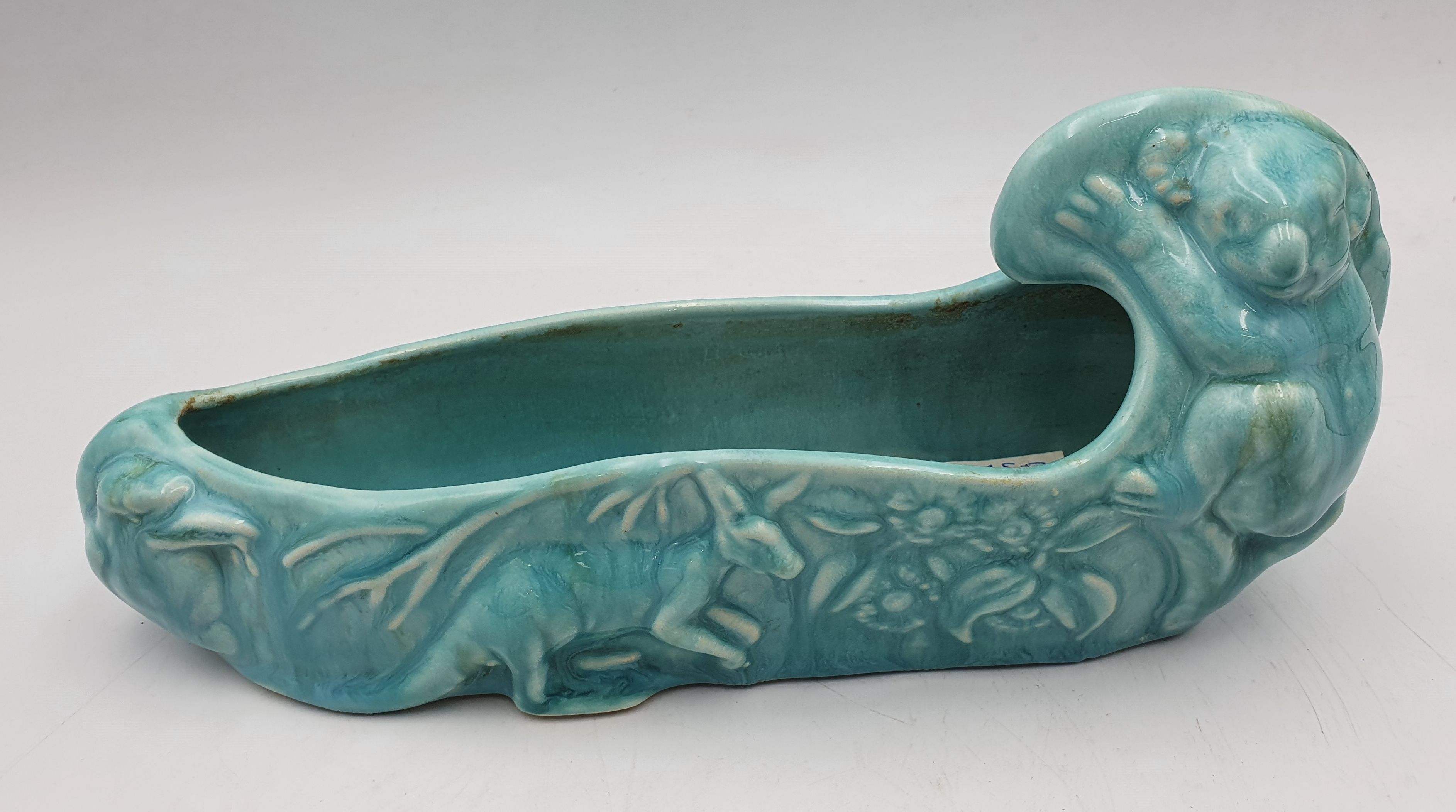 114 · AN MCP TEAL CANOE VASE