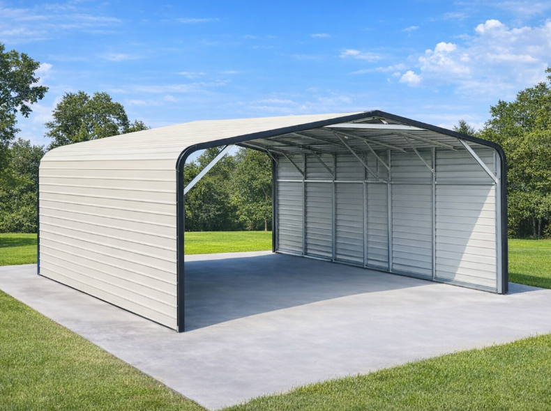 ABOSS 18' x 30' Metal Carport w/ Side Walls, Cream, M/N JD1830, Unused ...