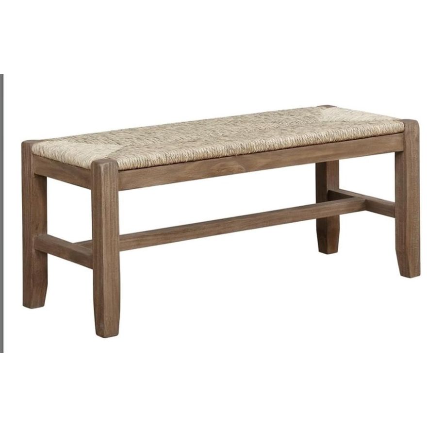 Alaterre Furniture Newport 40'' Wood Bench w/ Rush Seat (In Box) 15'' D x 40'' W x 18'' H