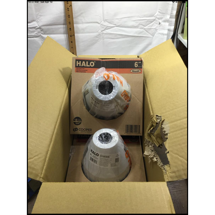 BUYING (6) 6'' Halo Recessed Trim White Full Cone Baffle, Self- Flange Trim