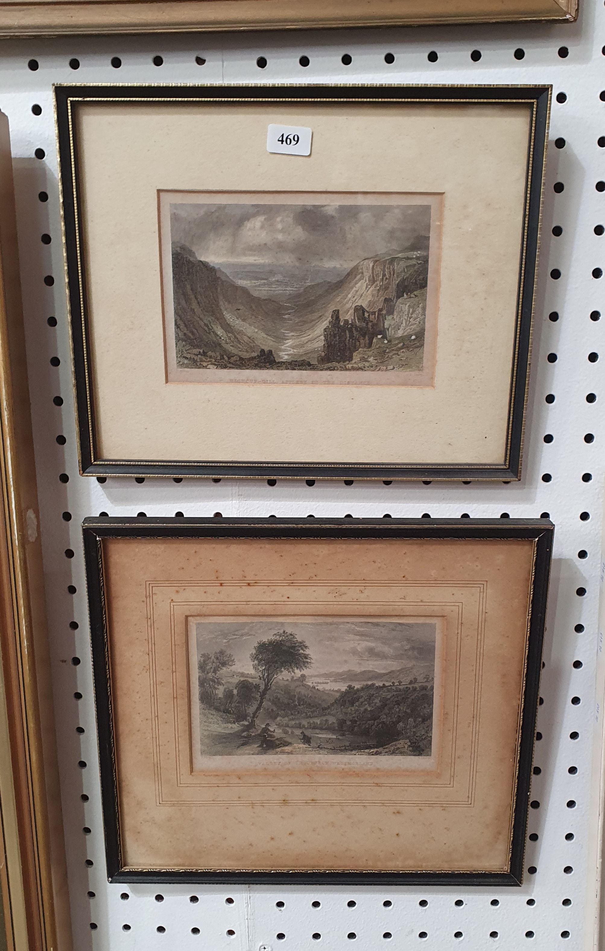 469 · TWO FRAMED 19TH CENTURY HAND-COLOURED LANDSCAPE ENGRAVINGS