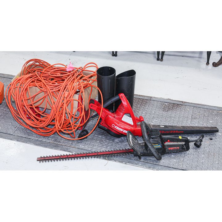 Two Electric Yard Tools; Extension Cords